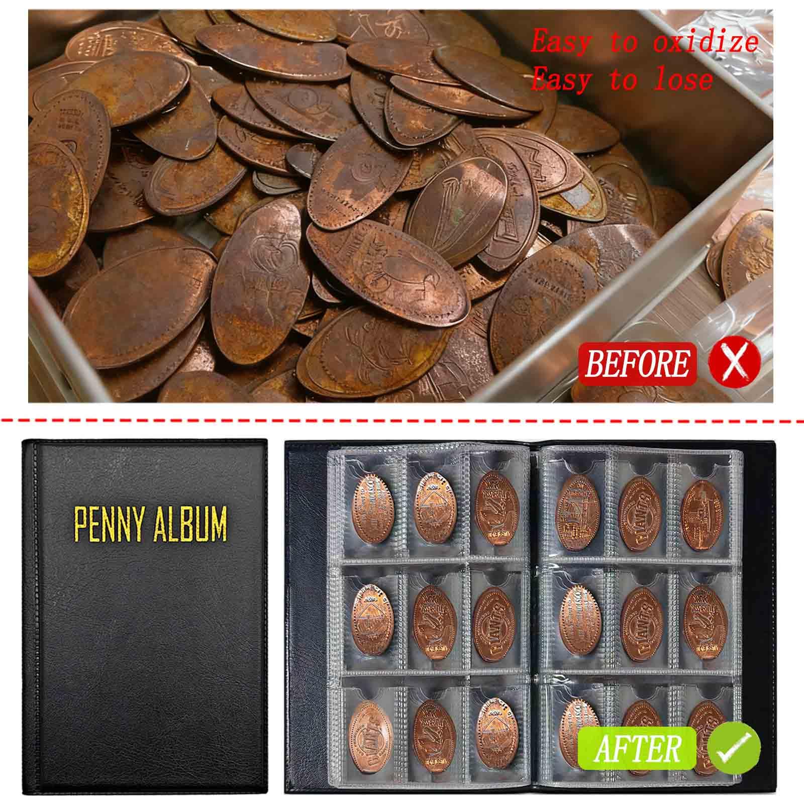 108 Taschen Gepresstes Penny Sammelalbum Buch, Portable Smashed Pressed Penny Album Buch Halter für Sammler, geeignet für Arbeit oder Reisen