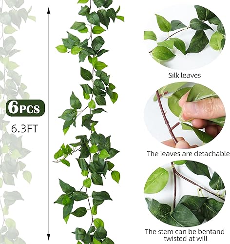 Miniatura 8 de RECUTMS Guirnalda de helechos artificiales para exteriores, 6 pies, plantas colgantes Boston, vegetación falsa, enredaderas persas, plantas