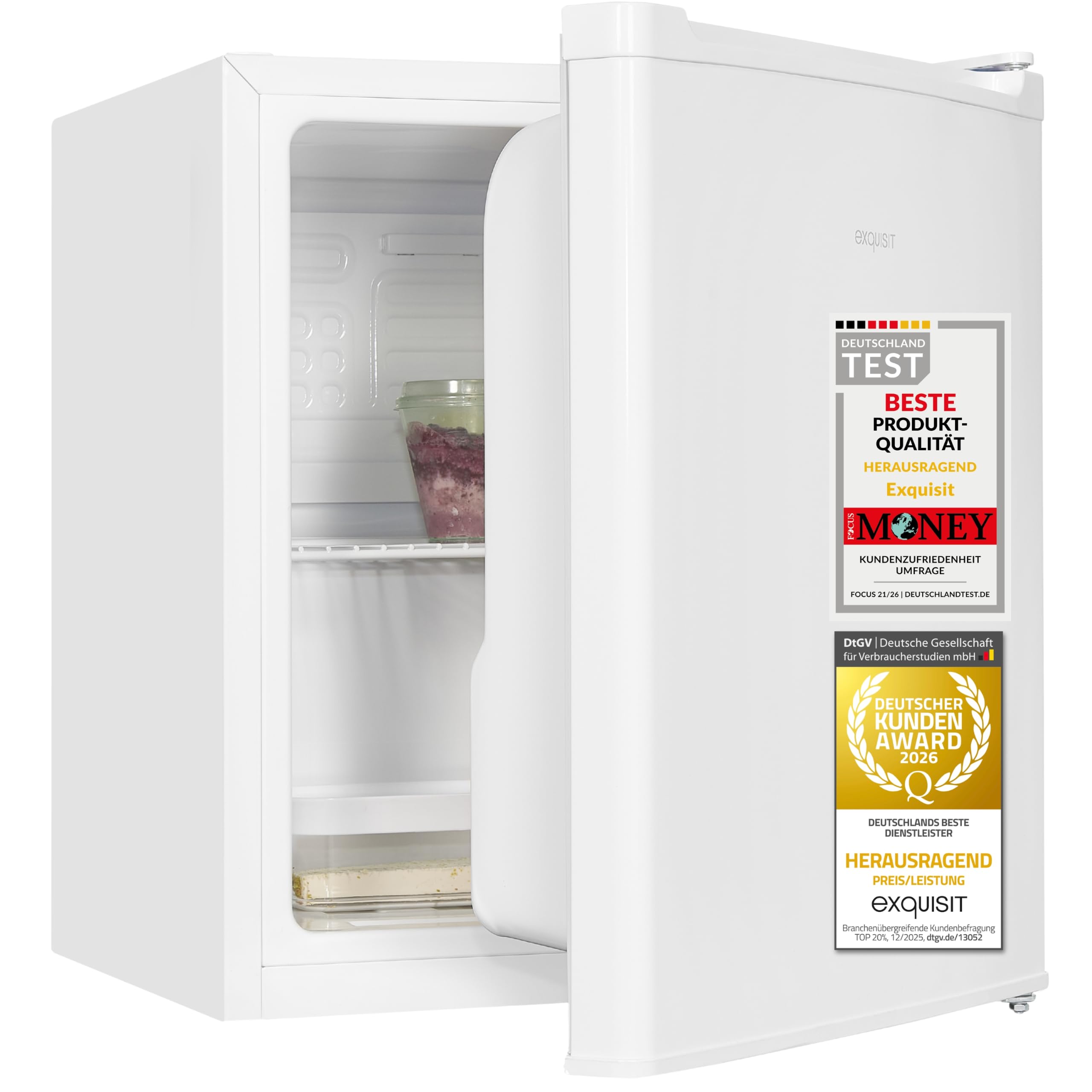 Exquisit Mini Kühlschrank 40 l Energieeffizienzklasse E 39 dB KB505-V-040E weiss
