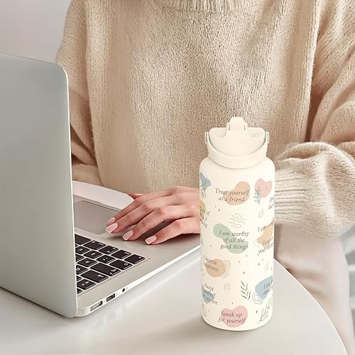 Miniatura 7 de Regalos de inspiración para mujeres y niñas, botella de agua inspiradora de acero inoxidable de 32 onzas con tapa, botellas aisladas, idea de regalo