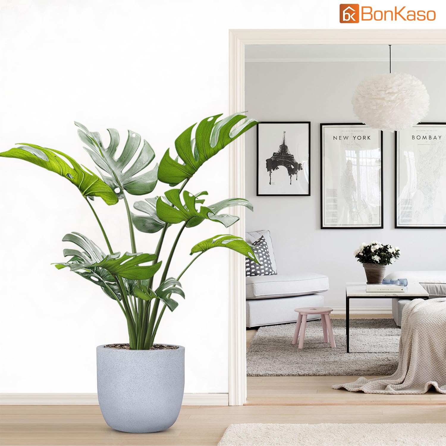 BonKaso 12 Inch White Jaguar Planter - Durable & Lightweight -7 BonKaso 12 Inch White Jaguar Planter - Durable & Lightweight -7