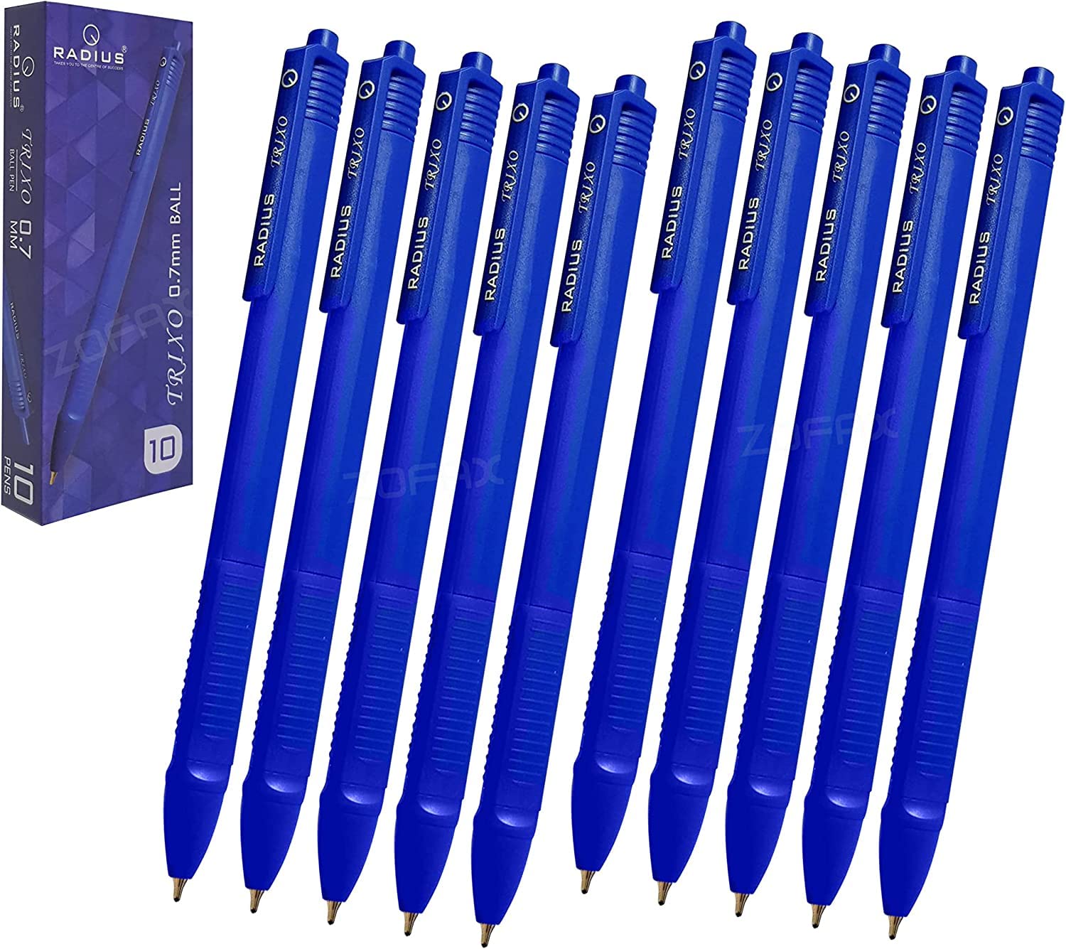SCHOOL-MATE Retractable Ballpoint Pens, BLUE, Fine Point (0.7mm), Pack - 50 Pens, Triangular Grip, Everyday Ball Pens, Ideal for School Home Office