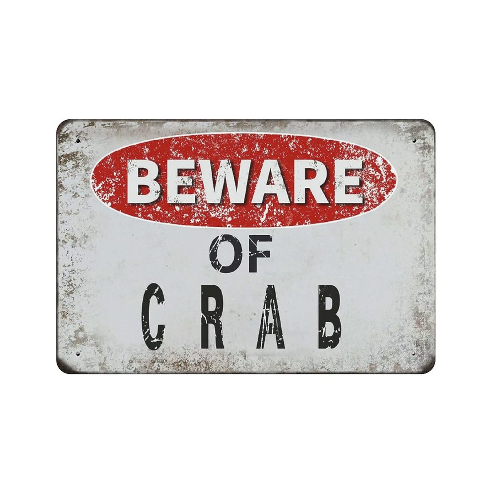 Metal Tin Sign Beware of Crab Vintage Tin Poster Metal Sign Wall Decoration Country Kitchen Home Garage Decor 8"x12"