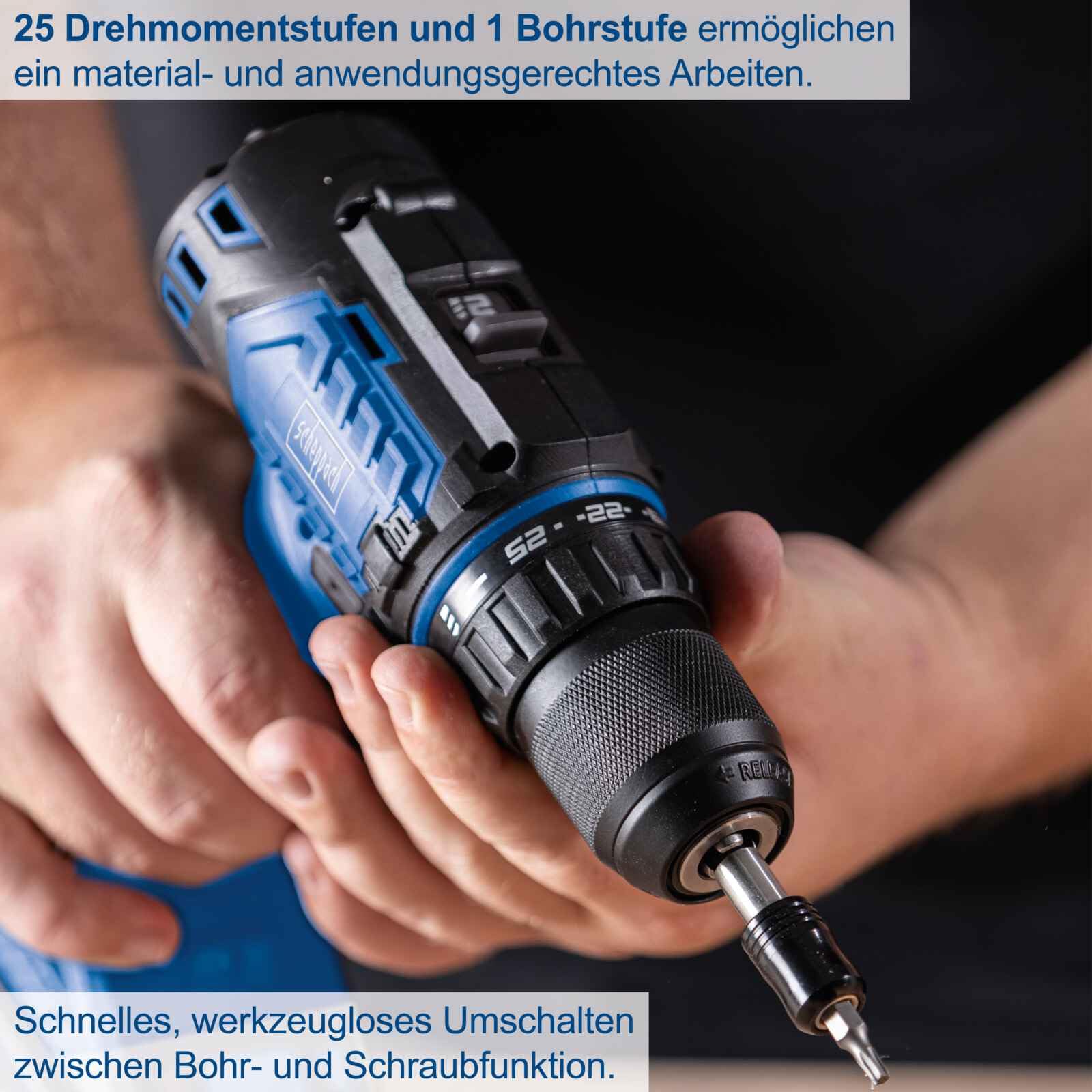 Scheppach Akumulatorowa wiertarko-wkrętarka BC-DD60-X bezszczotkowa wkrętarka akumulatorowa z zestawem startowym 2 Ah, moment obrotowy 60 Nm, uchwyt wiertarski 1,5-13 mm, poziomy momentu obrotowego 25