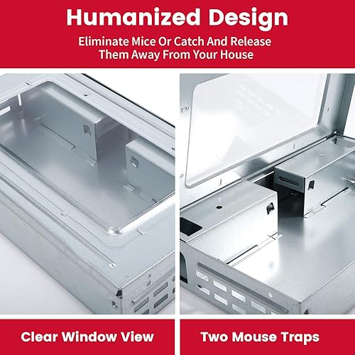 Miniatura 5 de Trampas humanas para ratones, con múltiples capturas para interiores, para el hogar, trampa para ratas al aire libre para control de plagas, captura