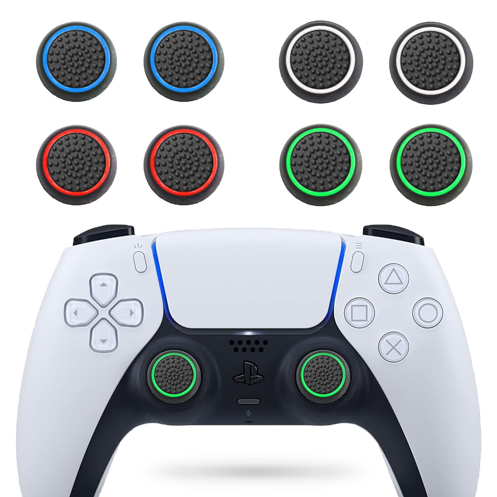 TERRATREK 8 PCS Controller Thumb Grips for PS5, PS4, Xbox One, Xbox Series X/S, Xbox 360, Switch Pro, Non-Slip Joystick Grip Caps, PS4 PS5 Controller Accessories