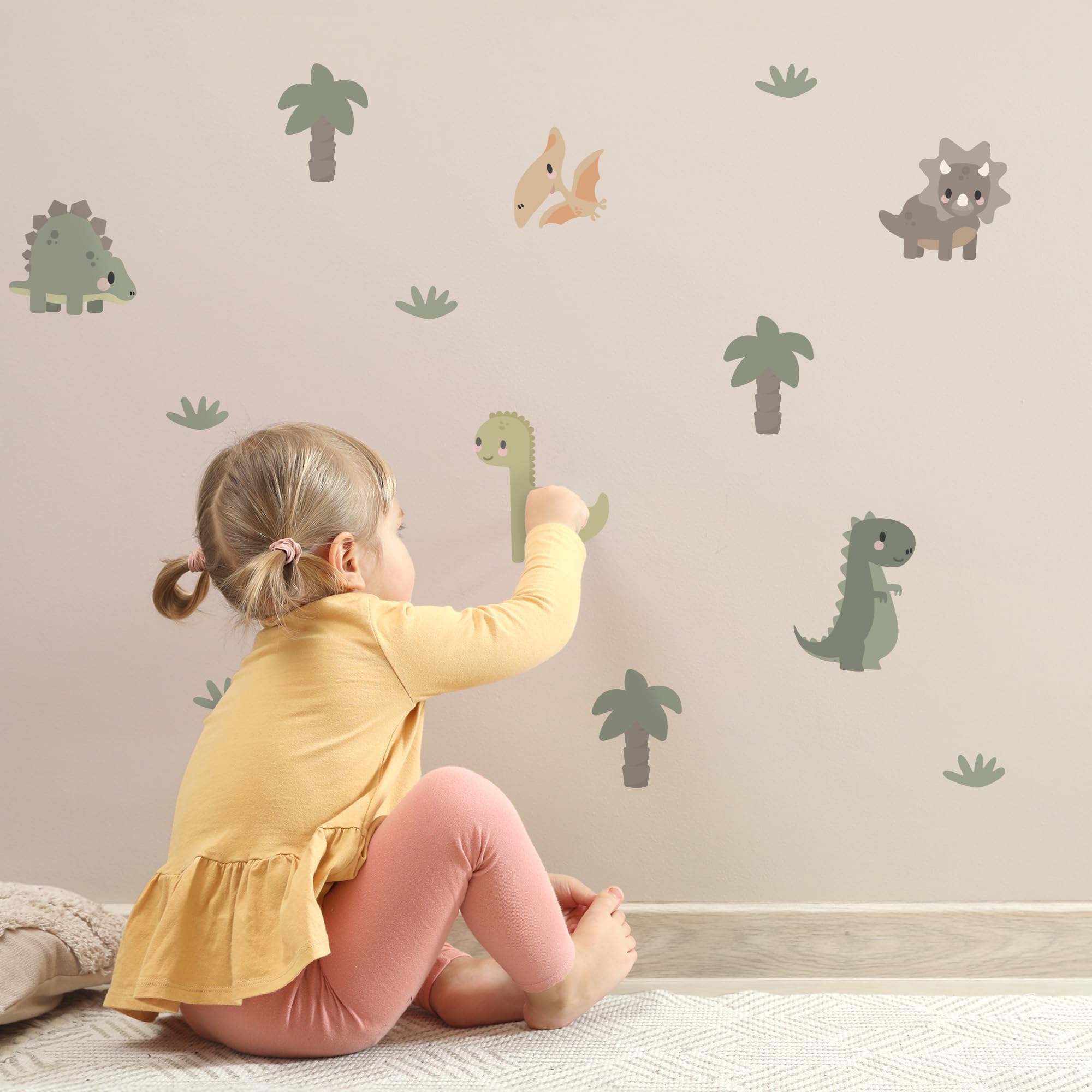Teddylabels - Naklejki ścienne do pokoju dziecięcego Pokój dziecięcy Przedszkole Sypialnia dziecięca - Samoprzylepne naklejki ścienne wielokrotnego użytku - Dinozaury (rozmiar: 19 cm x 14 cm)