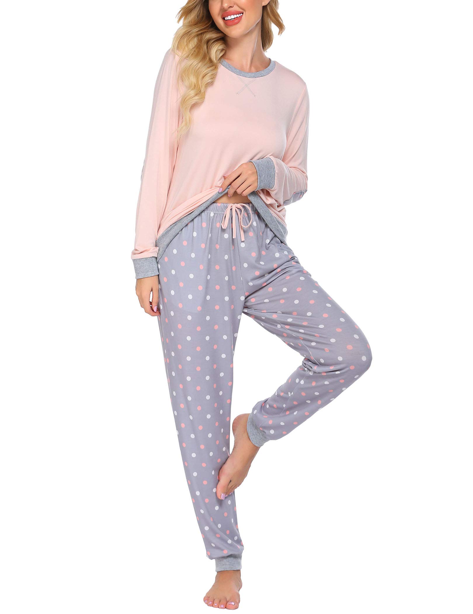Ekouaer Pijamas para Mujer de Invierno Manga Larga Pantalón a Cuadros