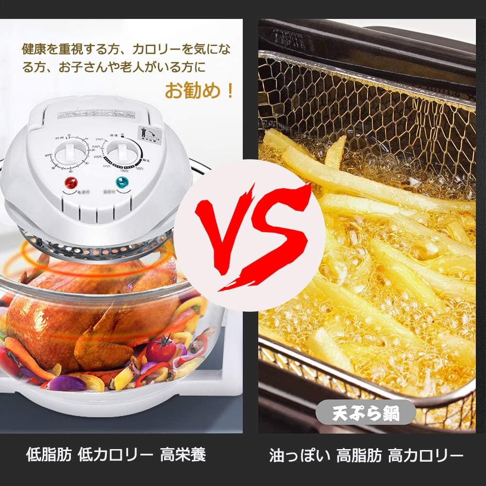 ノンフライヤー 電気フライヤー エアフライヤー 12L 大容量 家庭用 卓上 人気 多機能 揚げ物 油無し 低カロリー 温度調節 360°空気循環技術 ケーキ 天ぷら 一台多役 ノンオイル