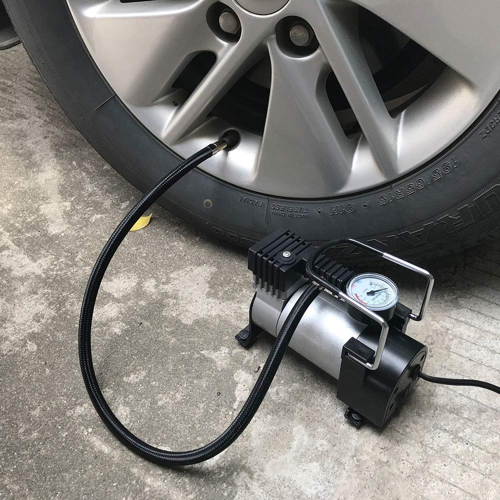 Heavy Duty 12V Portable Air Compressor For Car Tires - 150 PSI, 35-40L/Min, Oil-Free Auto Pump