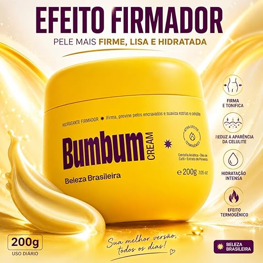 Novo BB Bumbum Cream 200g Beleza Brasileira Mesma Fórmula – Creme Firmador para Glúteos, Hidratação Intensa e Pele Mais Lisa, nova embalagem, do mercado, efeito termogênico