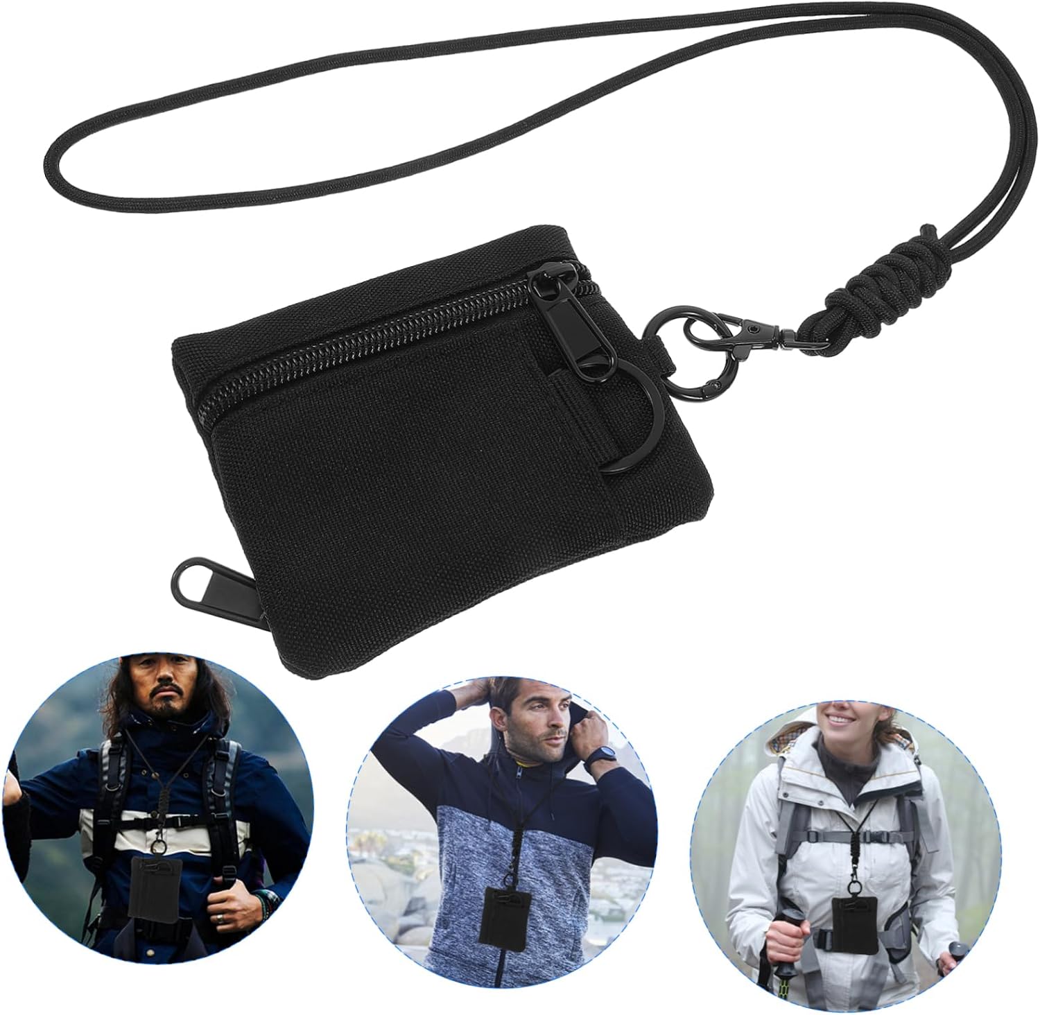 Multi-functional Headphone Bag Oxford Cloth Wallet Lanyard for Women Men Slim Fanny Pack