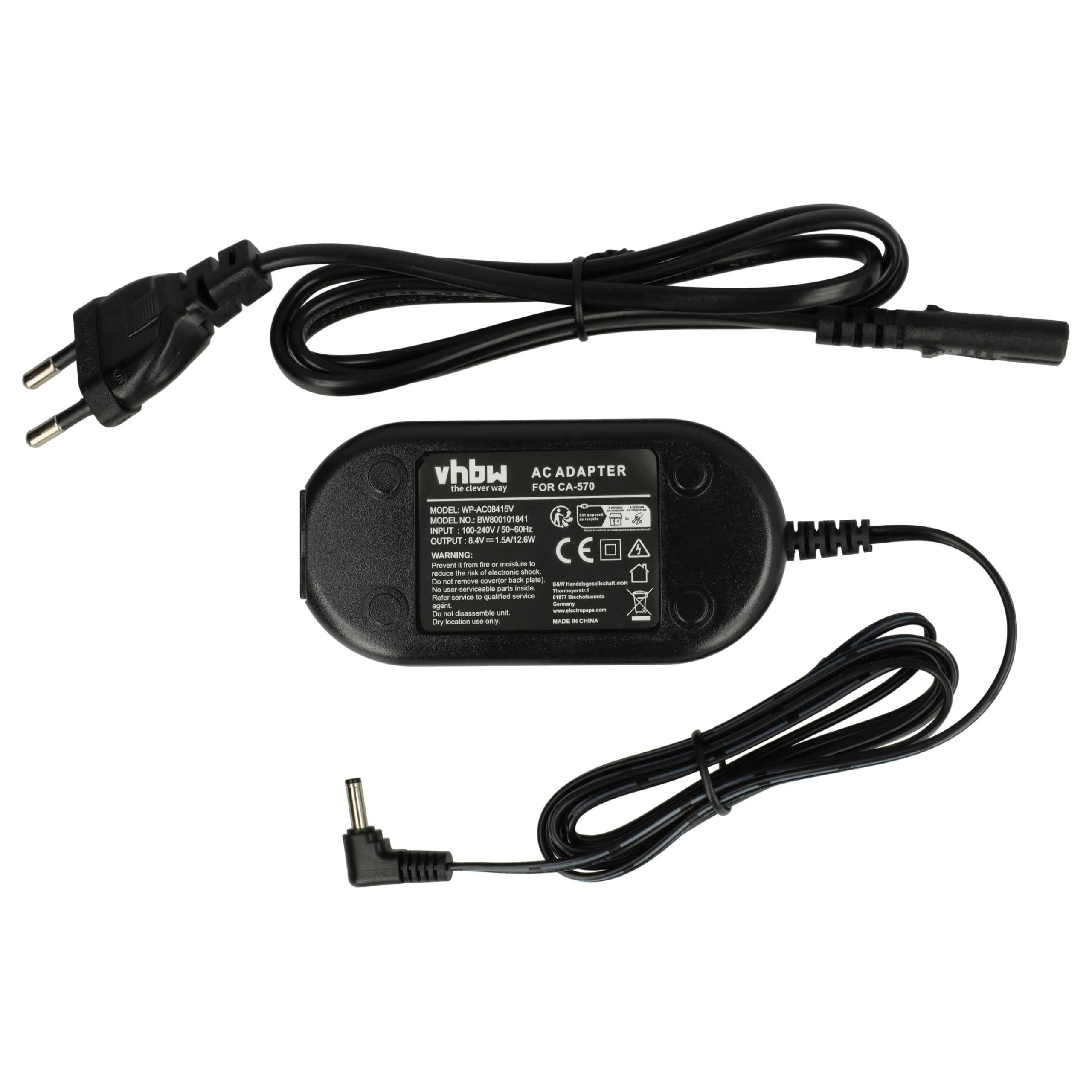 vhbw alimentatore, cavo di alimentazione compatibile con Canon MVX10i, MVX 10i, MVX150i, MVX 150i, MVX25i fotocamera, SLR - 2 m