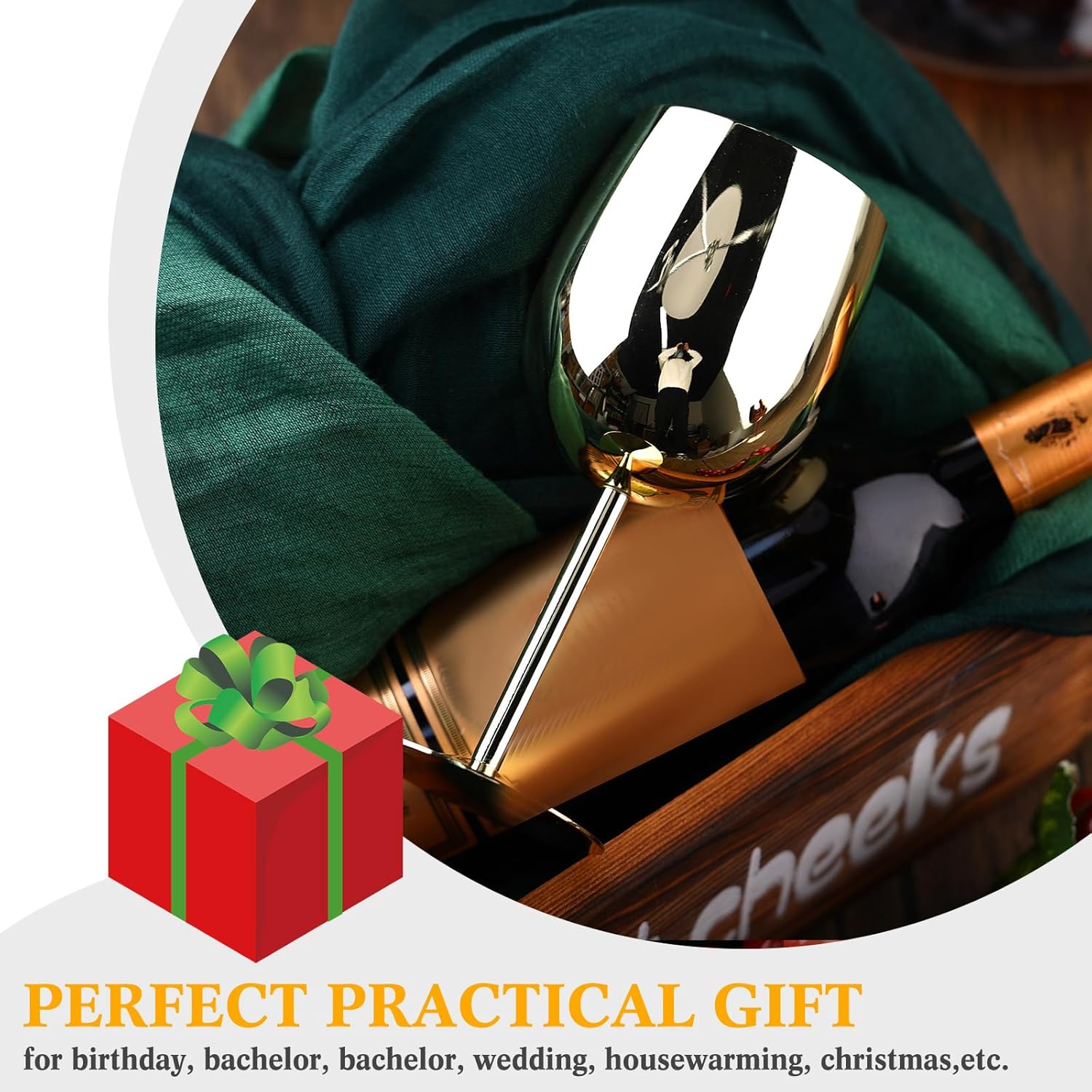 Irenare Set of 4 Stainless Steel Wine Glasses Gold 12 oz Metal Wine Goblets Unbreakable Portable Stemmed Wines Glasses for Wedding Anniversary Party Travel Camping Outdoor Picnics - Image 6