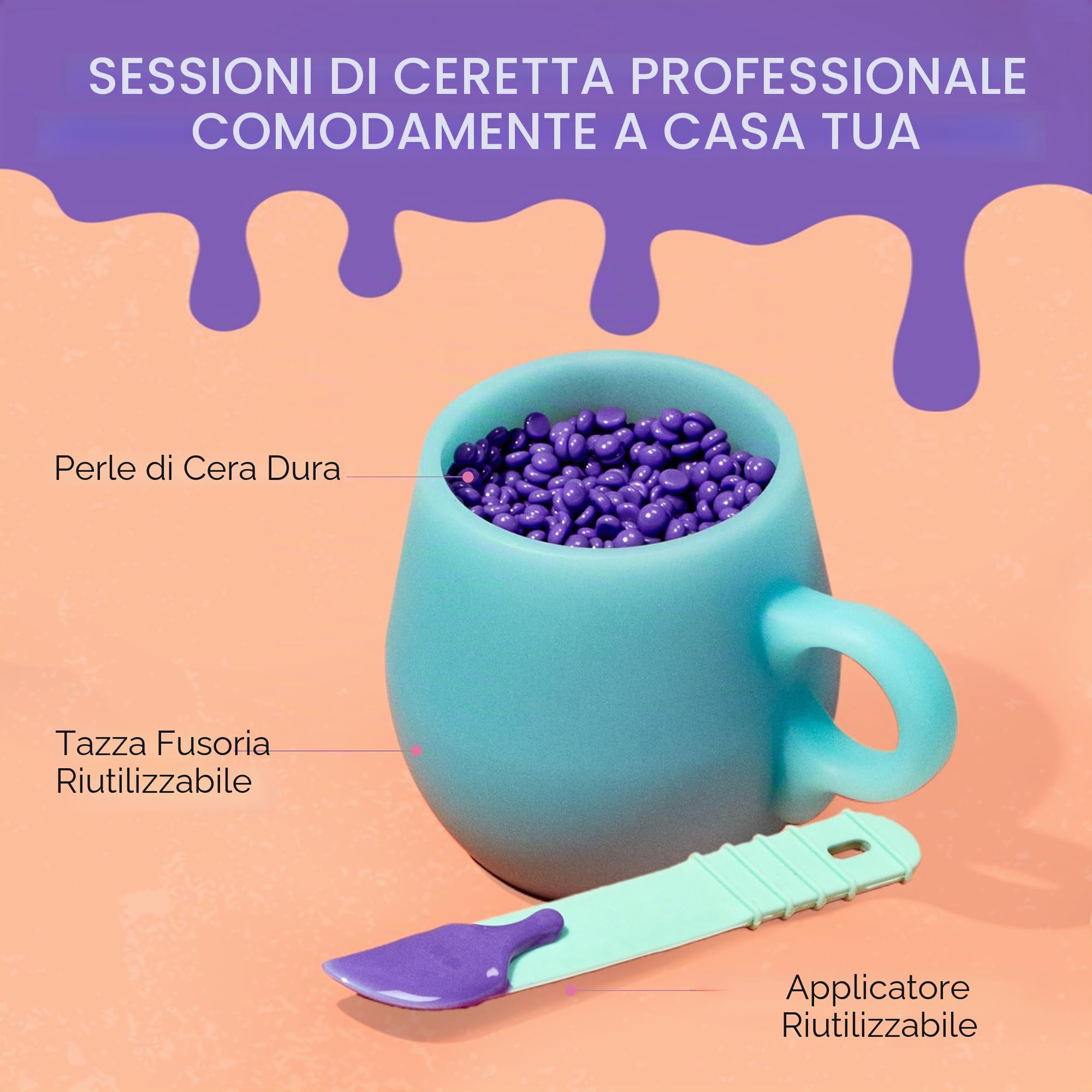 Sliick Ceretta Brasiliana Starter Kit Completo per Microonde - Scaldacera Professionale con Cera Brasiliana, sostituisce Strisce Depilatorie e Rullo Ceretta, Epilazione Corpo e Viso a Casa