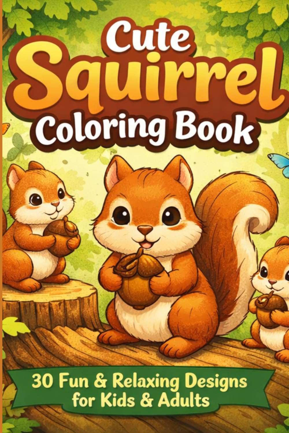 Squirrel Coloring Book for Kids Ages 4–8: Fun and Easy Woodland Animal Coloring Pages for Toddlers, Preschoolers, and Young Artists: Adorable ... Creativity, Focus & Fine Motor Skills