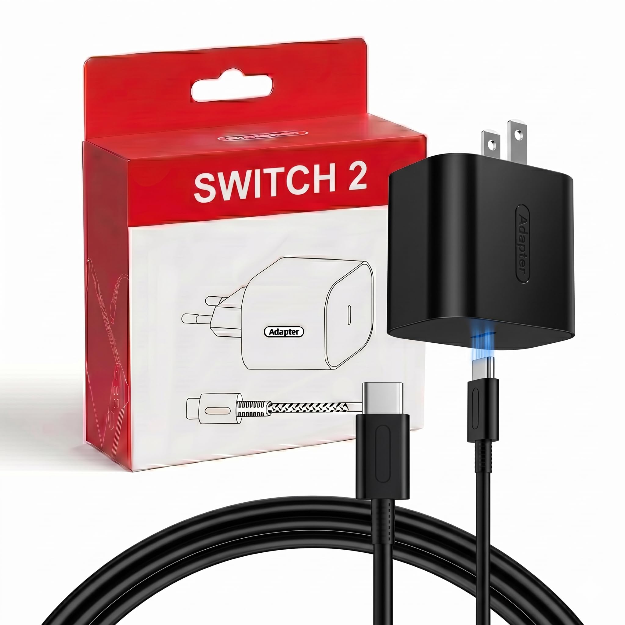 Switch 2 Fast Charger 60W - Original Quality, 6.6FT Type-C Power Supply Adapter for Nintendo Switch1/2/OLED/Lite, Steam Deck, Supports 4K TV Dock Mode (20V/3A) (Black)