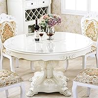 Vista 3 de Protector redondo de plástico transparente de 36 pulgadas de diámetro para mesa de comedor, cubierta de mantel de PVC, mantel de vinilo