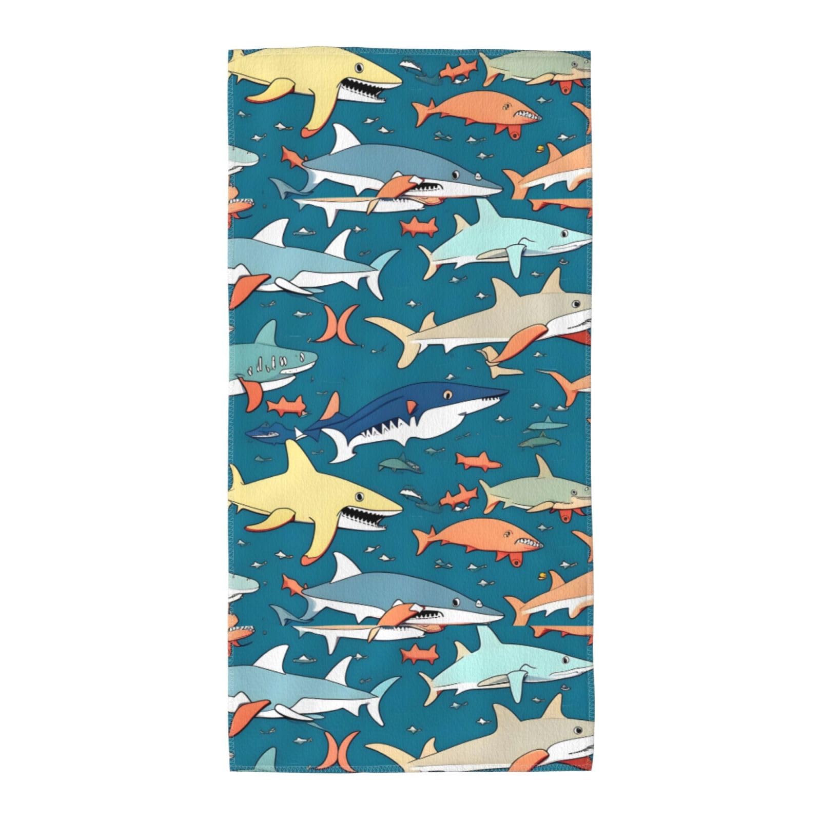 Cbaaghh Shark Sailing Print Towel, Towels Thick Face Towels Fast Drying Washcloth For Bath, Spa, Gym