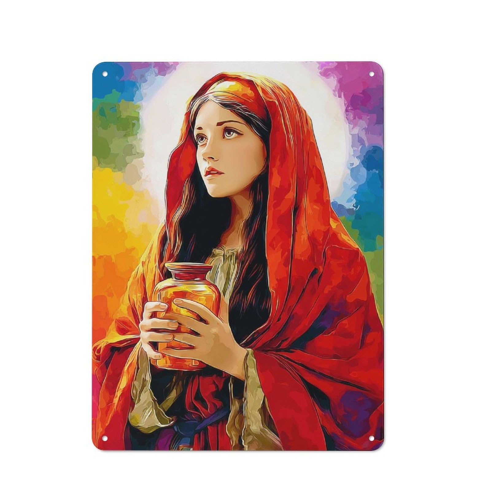 Junmoney Vibrant Portrait With Red Veil Retro Metal Plaque 40X30cm For Garage Or Workshop, Housewarming Wall Decor For People Furnishing Garage And Workshop