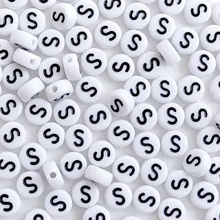 100PCS Letter Beads - White Round Acrylic Alphabet Beads for Jewelry Making - Bracelets, Necklaces, Key Chains - DIY - 4X7mm