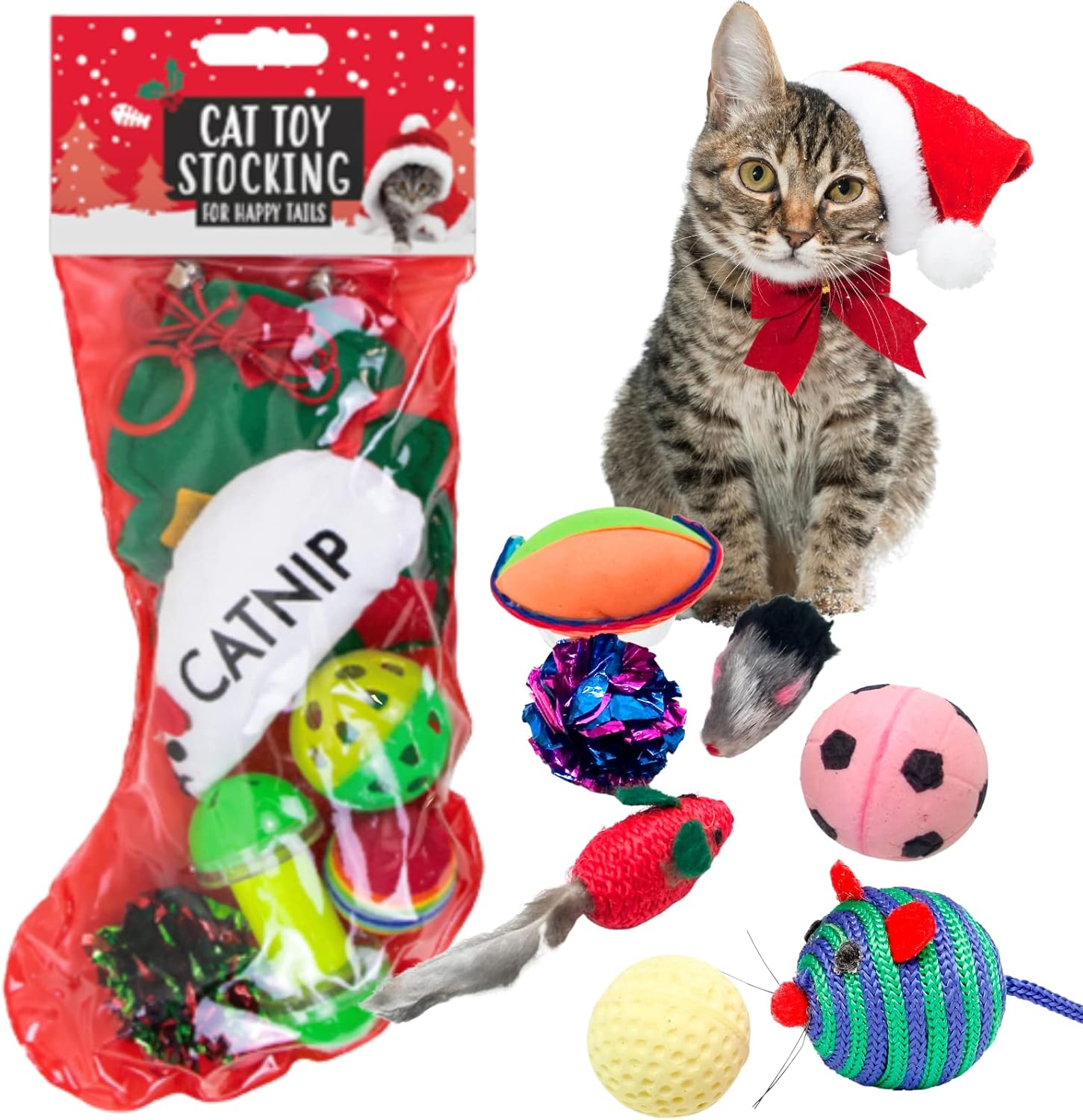 Naras Cat Toys Christmas Stocking Gift Interactive Kitten Toys for