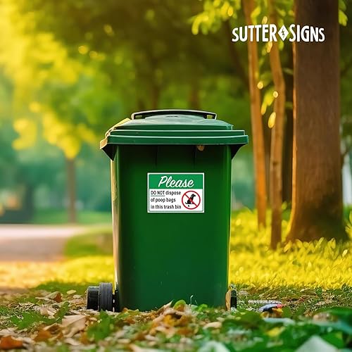Miniatura 4 de Please Do Not Dispose Poop Bags in this Trash Bin Stickers, autoadhesivas de vinilo resistentes a la intemperie, verde/blanco, 10 x 7 pulgadas,