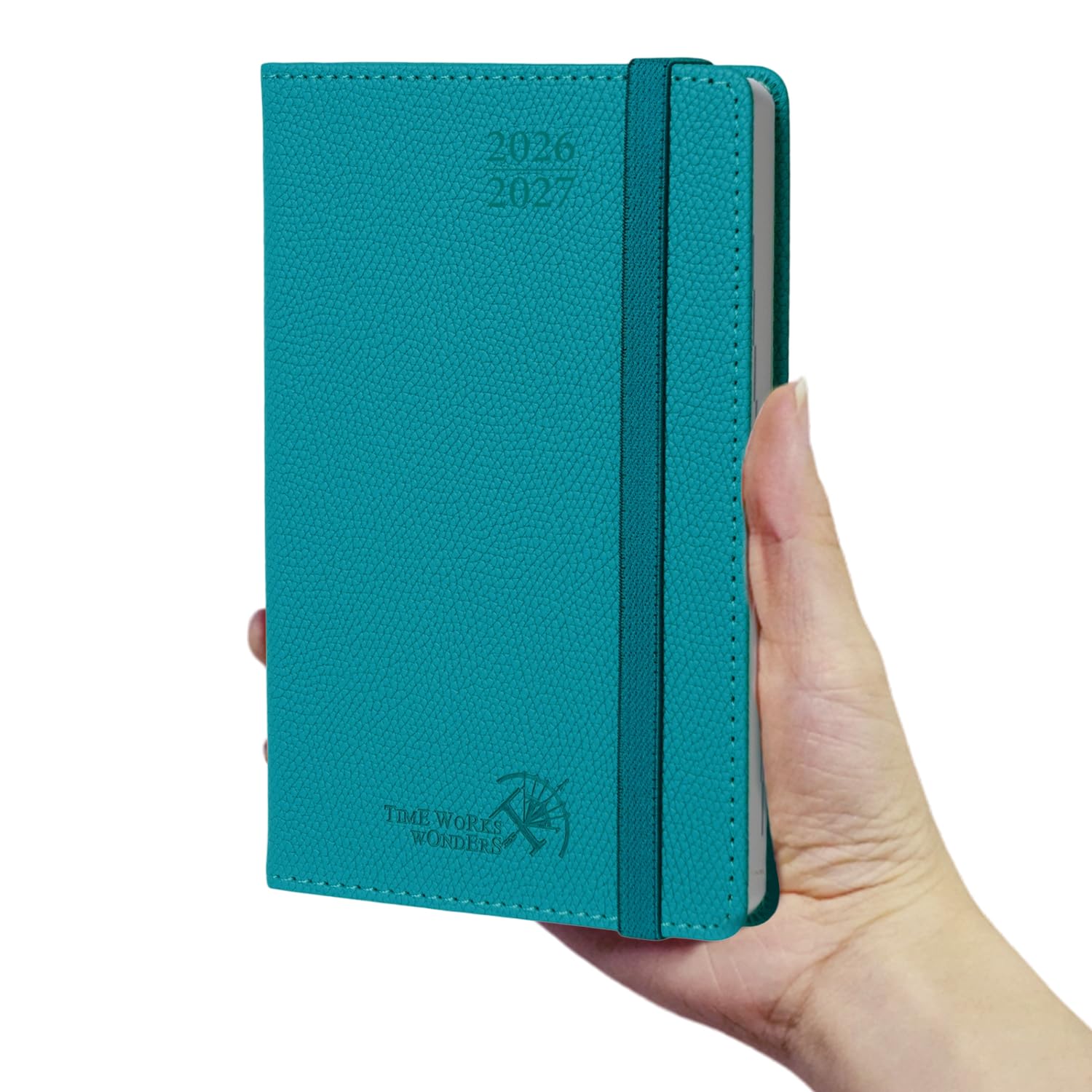 POPRUN A6 Academic Diary 2026-2027 Hardback Week to View (16x10.5 cm) 26/27 Horizontal Weekly Planner 17 Months (Aug'26 - Dec'27) Mid Year, Inner Pocket(Pacific Green)
