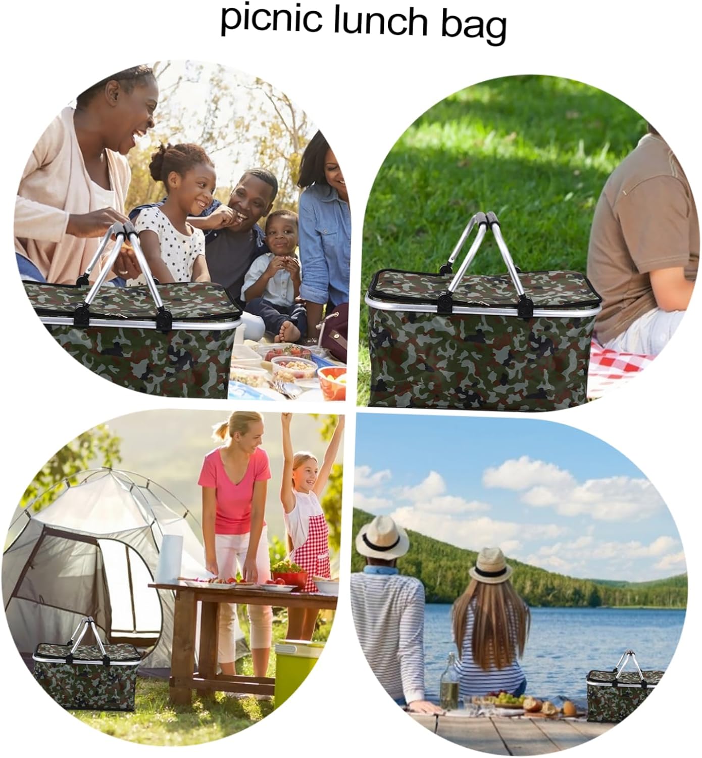 Insulated Picnic Basket Oxford Cloth Lunch Tote Bag Outdoor Picnic Thermal Box