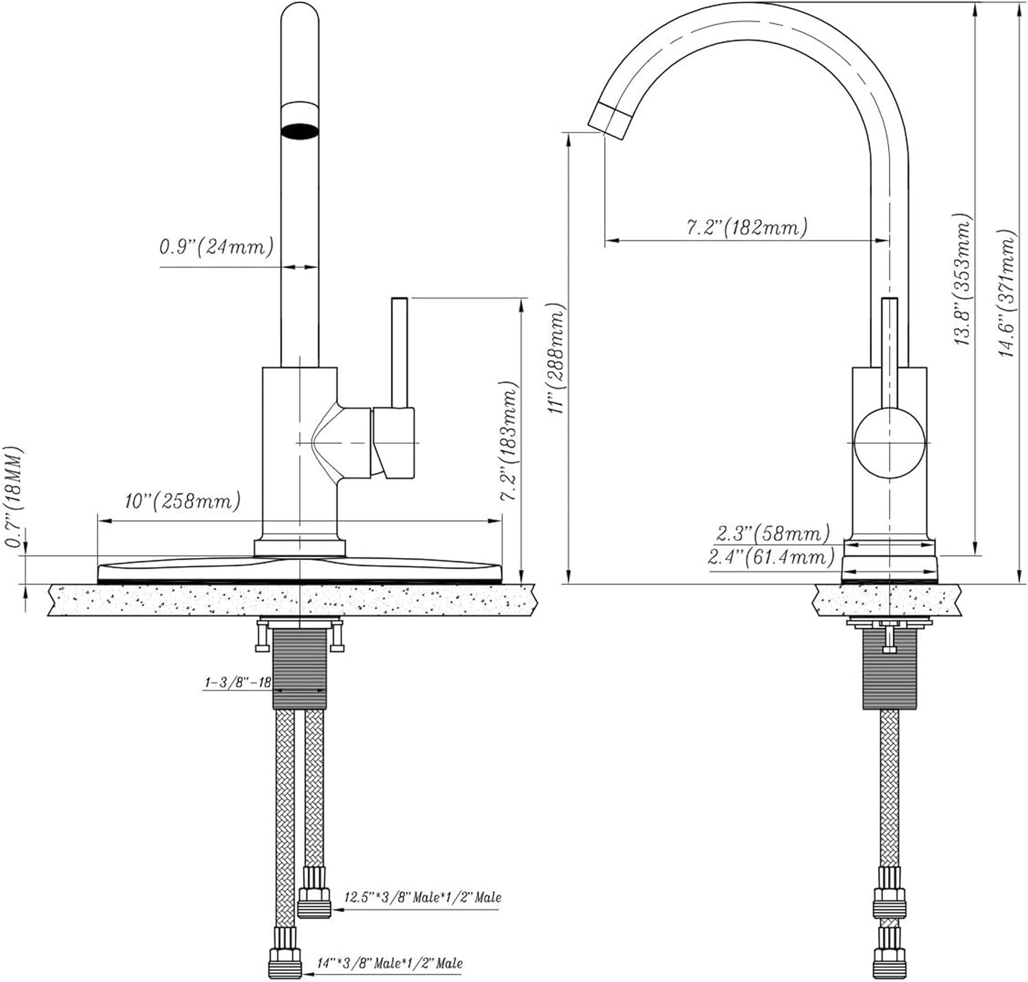 Dura Faucet Streamline Gooseneck RV Kitchen Faucet - Brushed Satin Nickel