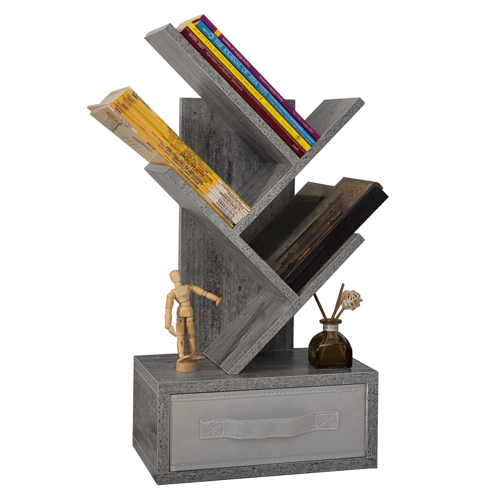 Buy 4Tier Bookshelf, Desktop Organizer, Small Bookshelf with Drawer