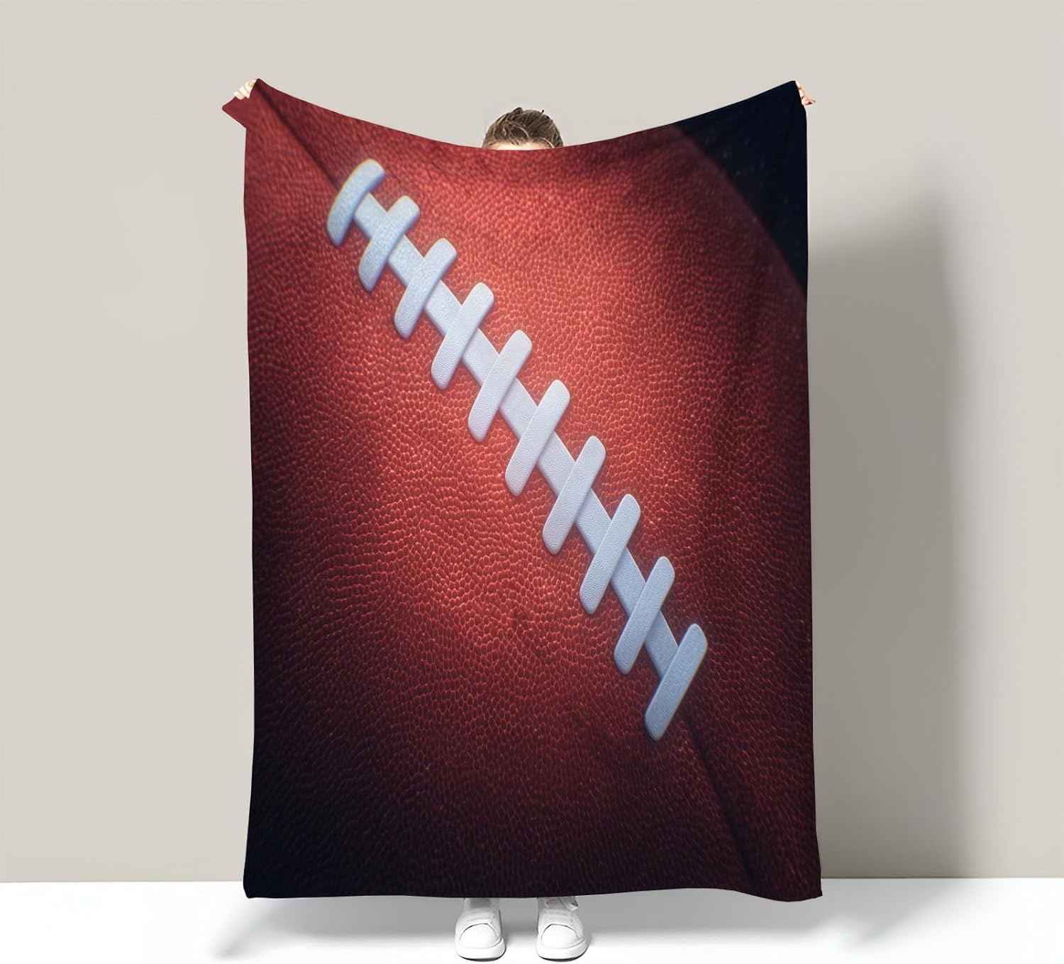 Couverture polaire 130x170 football plaid doux en flanelle de microfibre