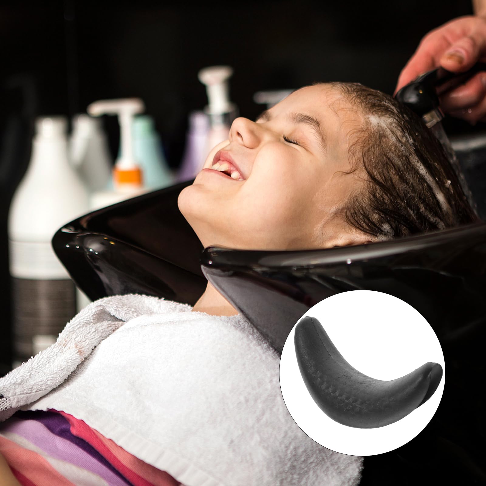 Healifty Shampoo Bowl Cuscino cervicale in Gomma per capelli e cervicale, per parrucchieri, lavabo, vasca da bagno, strumento (nero)