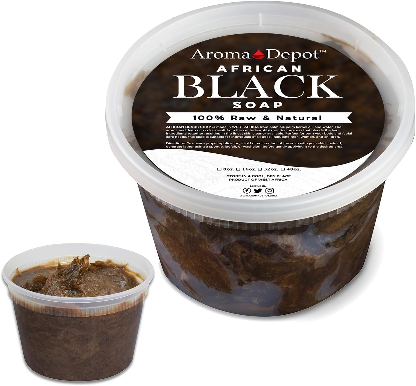 African Black Soap Paste 16 oz 100% Natural Raw soap for Acne, Eczema, Psoriasis, and Dry Skin Scar Removal Face And Body Wash. Handmade imported from Ghana