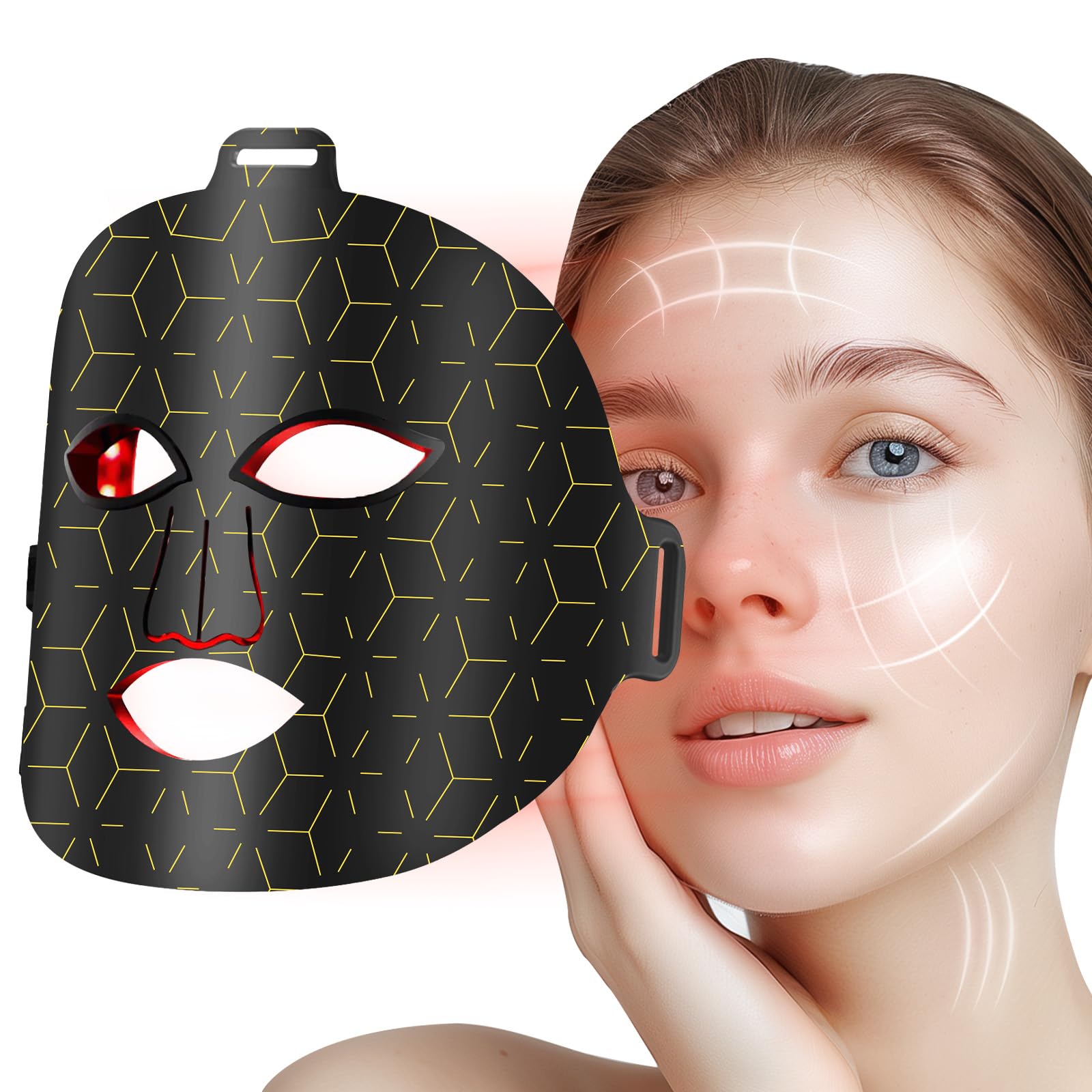 Red Light Therapy for Face, 7 Modes Portable Led Face Mask Light Therapy with Remote, Near-Infrared 850nm Wavelength with Timing Function for Anti-Aging Skincare at Home and Travel