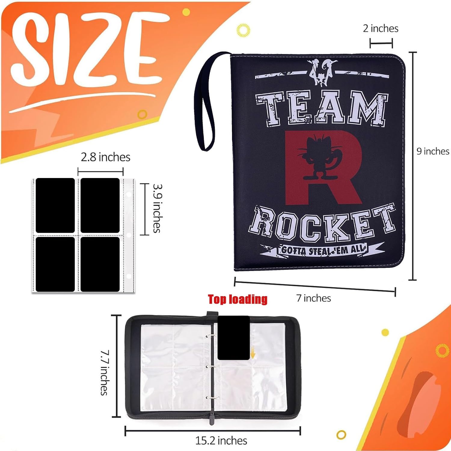 Deluxe Trading Card Binder for Collectors 400 Pockets High grade 4-Pocket Zipper Album Holder (Black-4-Pocket)