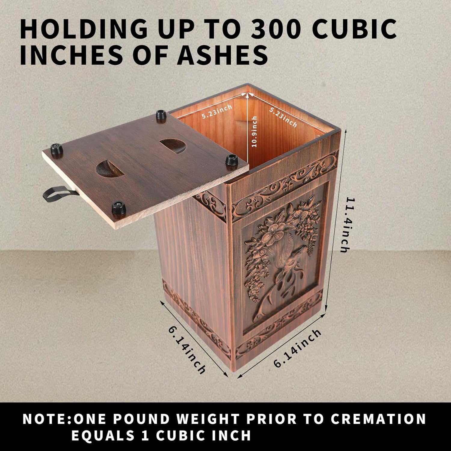 Deer Urn for Ashes for Women, Wooden Urn for Ashes Adult Male, Cremation Urns for Human Adult Female, Wood Urns for Human Man, Handcrafted Large 300LBS Capacity with Bag - Image 5