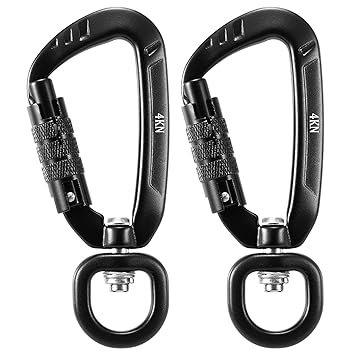 2pcs Swivel Carabiner Clip 360? Rotatable Spinner Carabiner Small Auto Locking Carabiner 4KN