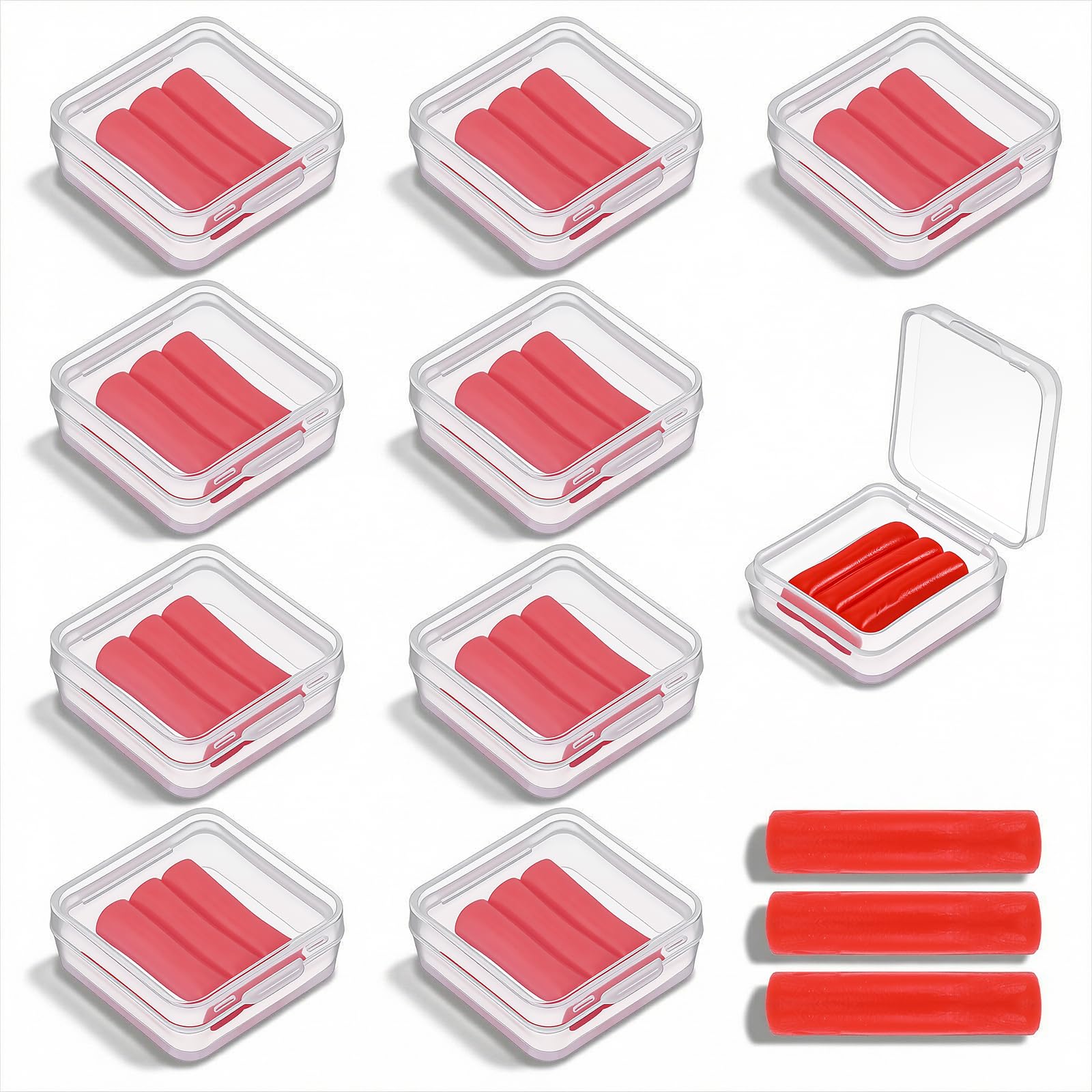 PEOVLVN 10 Pack Diamond Art Wax Refills, Red Wax for Diamond Art Pens Refillable with Storage Box for 5D Diamond Art Cross Stitch & Embroidery Crafts Accessories
