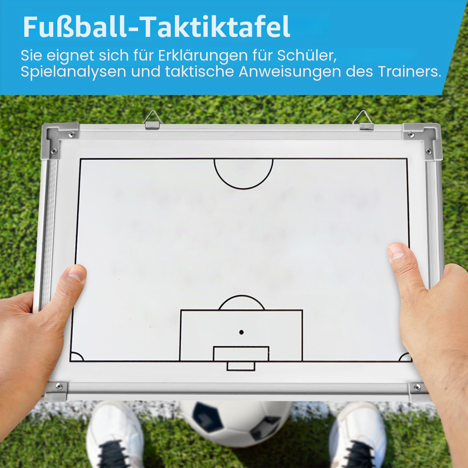 Taktiktafel Fußball, Professional Trainermappe Fußball, Fussball Taktiktafel mit Magnete, Stiften, Radiergummi für Fußballtraining und Wettkämpfe