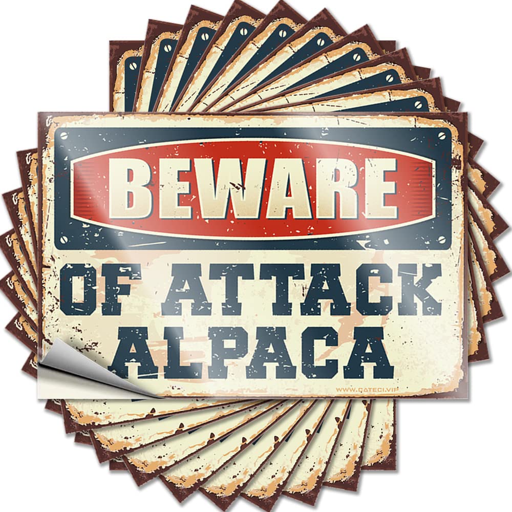 Fzfn Men's Colour Cave Decor Cover Bumper | Beware Of Attack Alpaca Coffee Durable Vinyl Sticker Easy Apply For Beer(6X9cm)