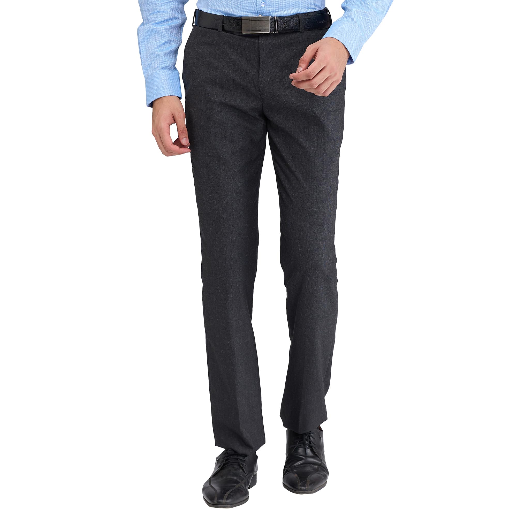 park avenue Men's Regular Fit Stripe Pattern Poly Viscose Blend Flat Front Formal Trouser (Size: 34)-PMTX07639-K8 Black-picture-11