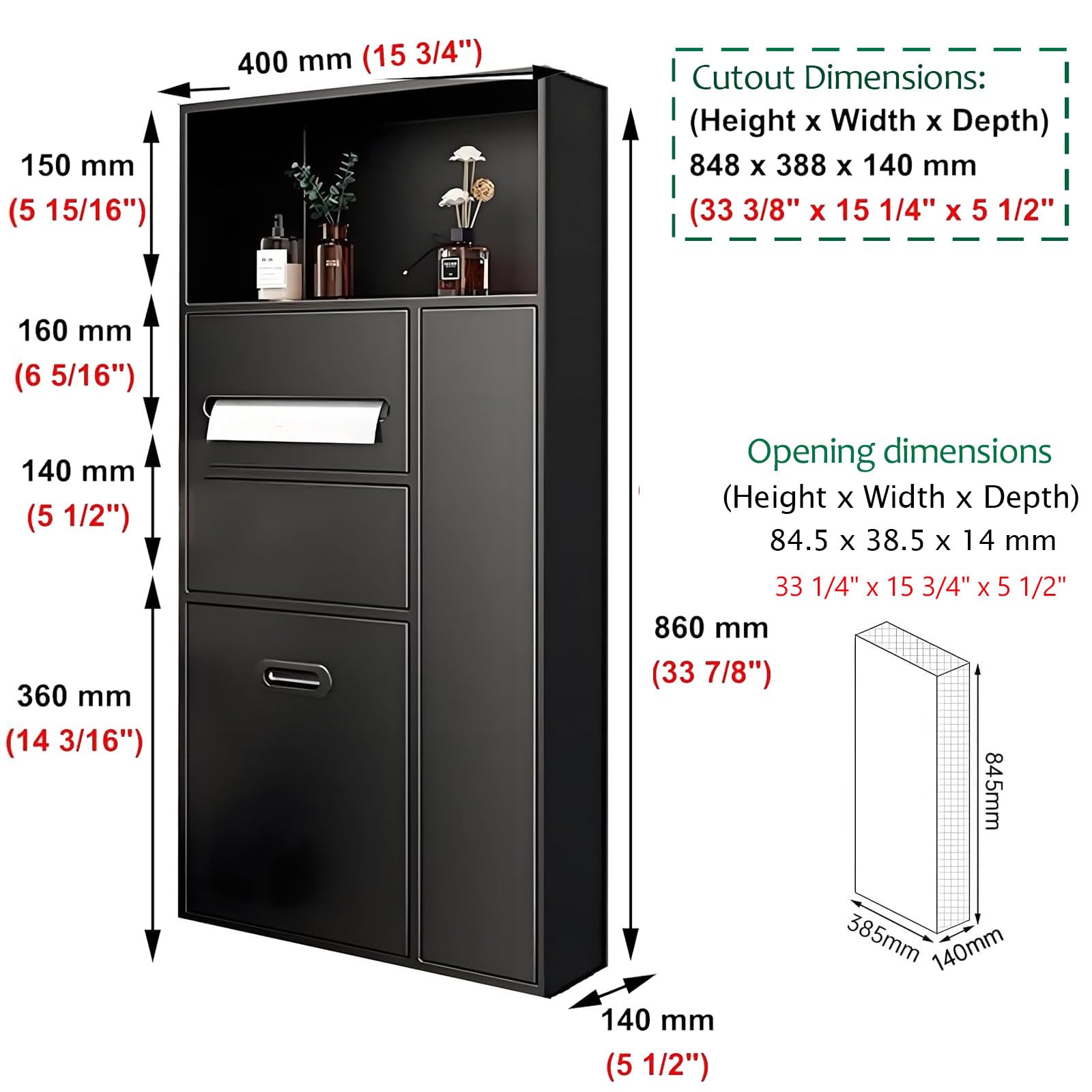 Dispensador de toallas de papel empotrado con cubo de basura y almacenamiento, dispensador de toallas de mano con gabinete de cepillo de inodoro para baño comercial de hotel, acero inoxidable