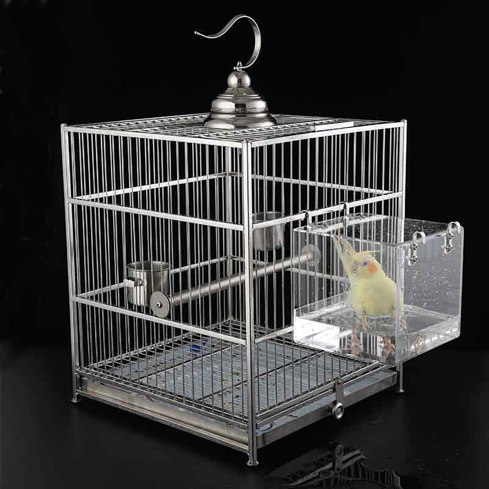 Vogel-Badewanne zum Aufhängen Vogel-Badewannen-Käfig – tragbare transparente Vogel-Röhren-Duschbox mit Haken Haustier-Papageien-Wellensittich-Sittich-Nymphensittich-Käfig-Wasserdusche