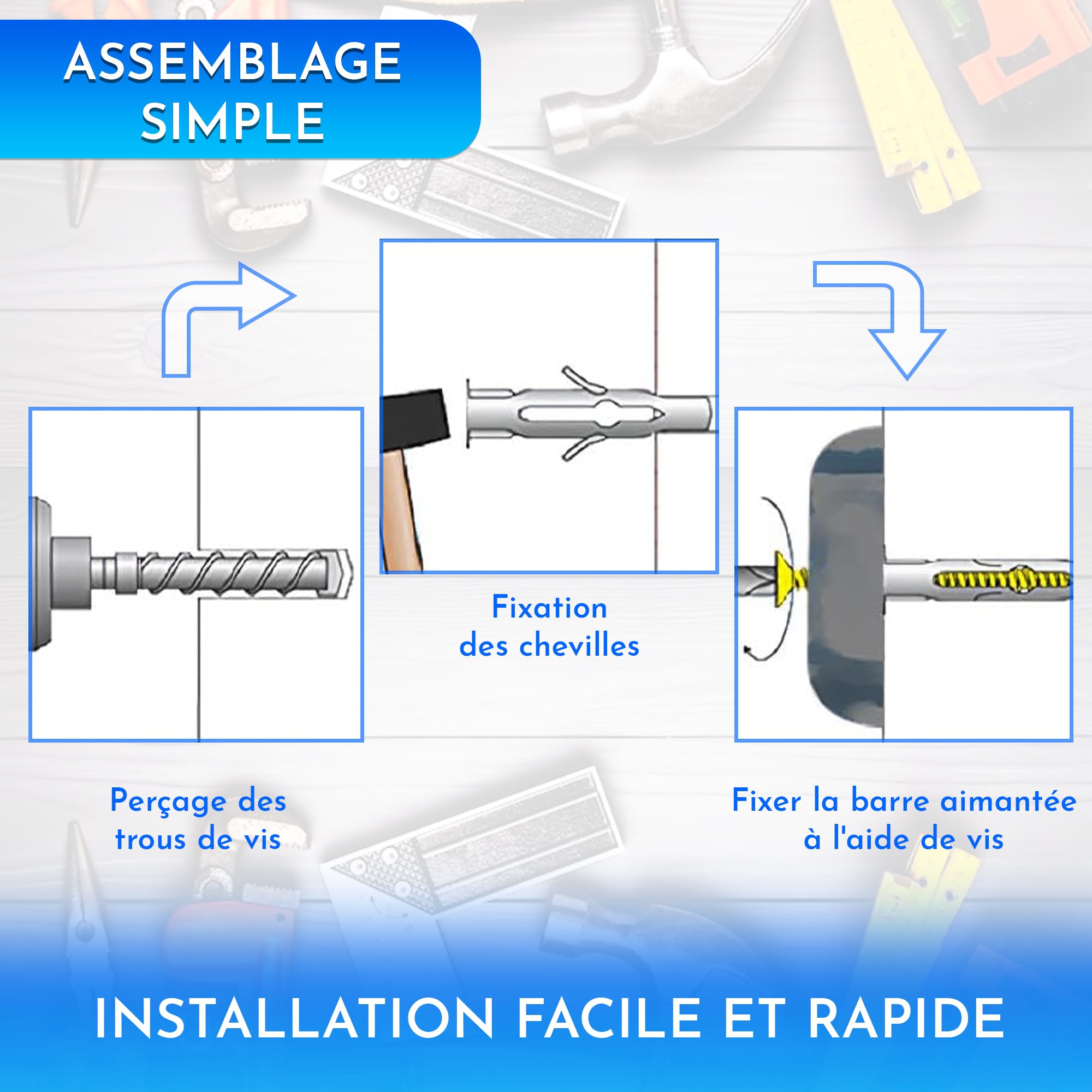 Barre aimantée pour outils 4 pieces 33 cm x 5 cm barre magnetique outillage