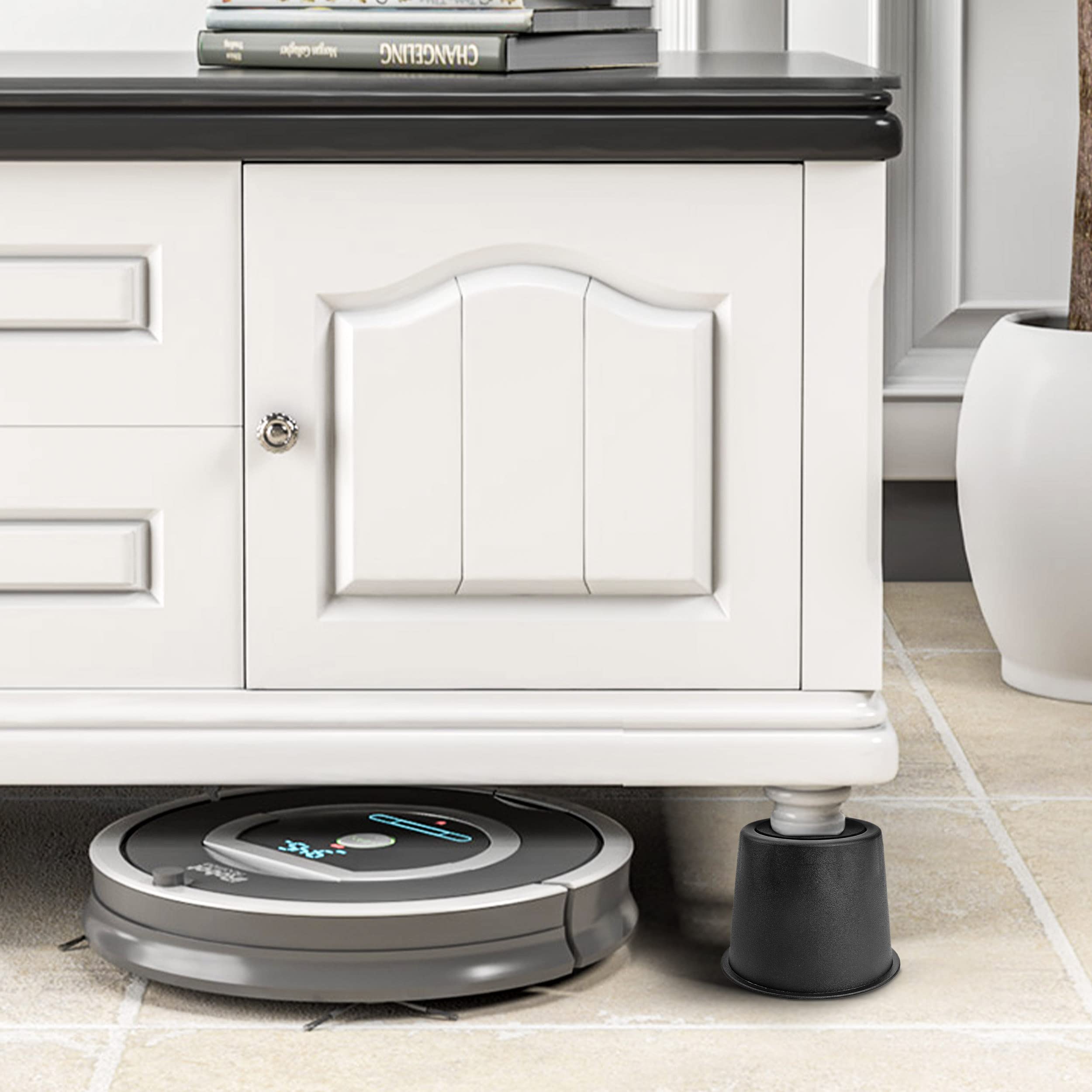 BTSD-home Round Bed Risers 4 inch Heavy Duty Furniture Risers Table Chair Risers Lift up to 10000 Pounds Rise up 3.5 inch Set of 8 Pieces (Black)