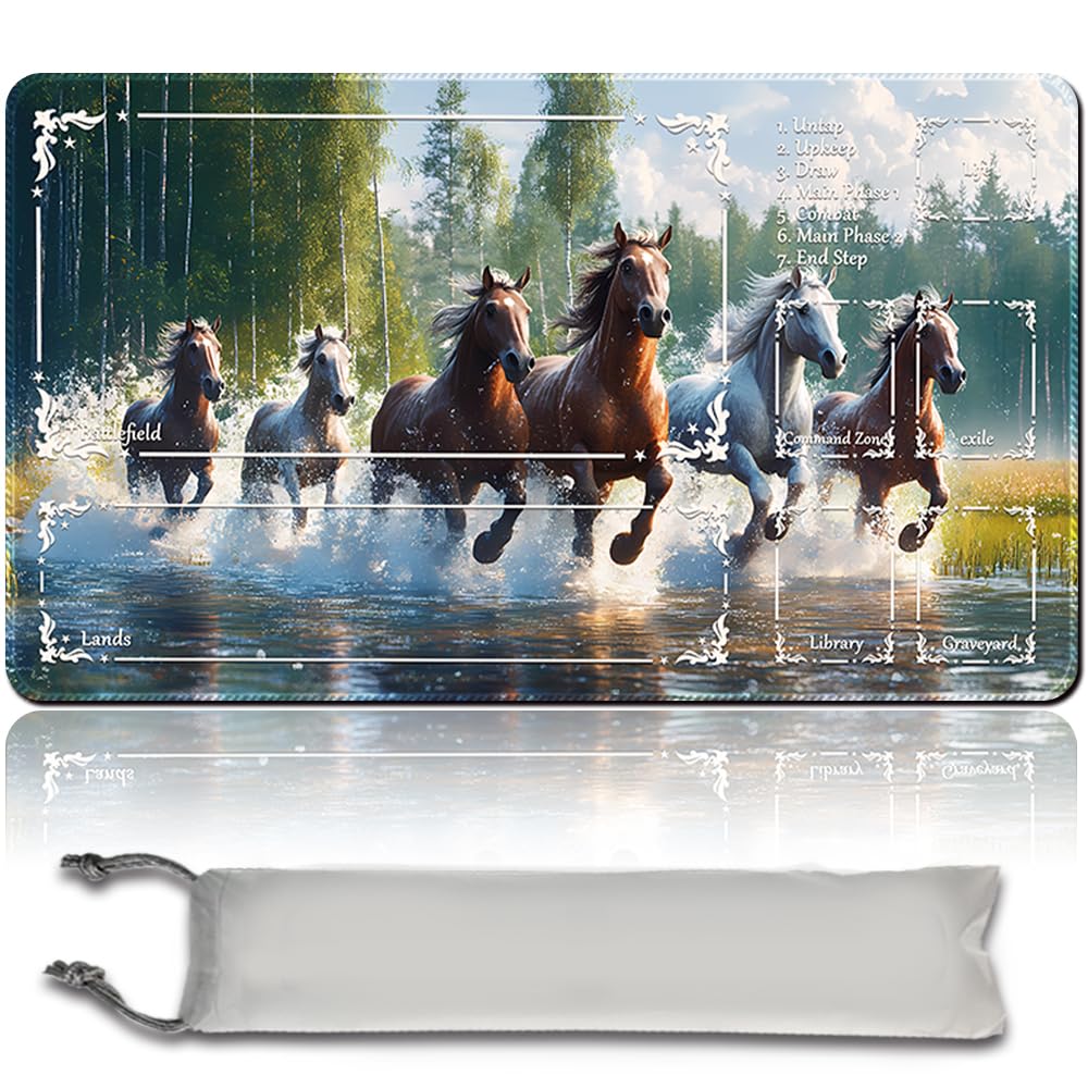 MTG Play Mat MTG PlayMat 60 cm x 35 cm, Original Art, Non-Slip TCG Play Mat with Rubber Base and Stitched Edges, Commander TCG Rollable & Foldable Card Mat (with Zone, mtg48-2)