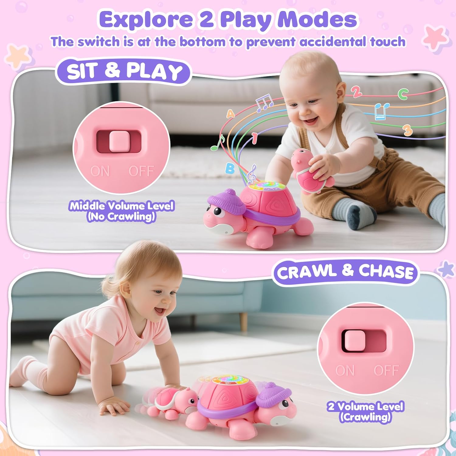 Baby Toys 6-12 Months, Musical Turtle Crawling Infant Toys for Tummy Time, Early Learning Educational Toys for 7 8 9 10 11 Months, Ideal Christmas Birthday Gifts for Boys & Girls Age 1 Years Old