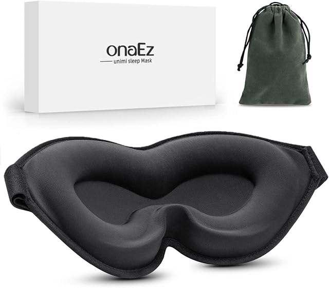 onaEz Sleep Mask, Super Soft Comfort Milk Ice Silk Sleep Masks 3D Contoured Cup Blindfold Eye Mask Concave Molded Light Blocking Eye Cover for Travel, Yoga, Nap, All Night Sleeping