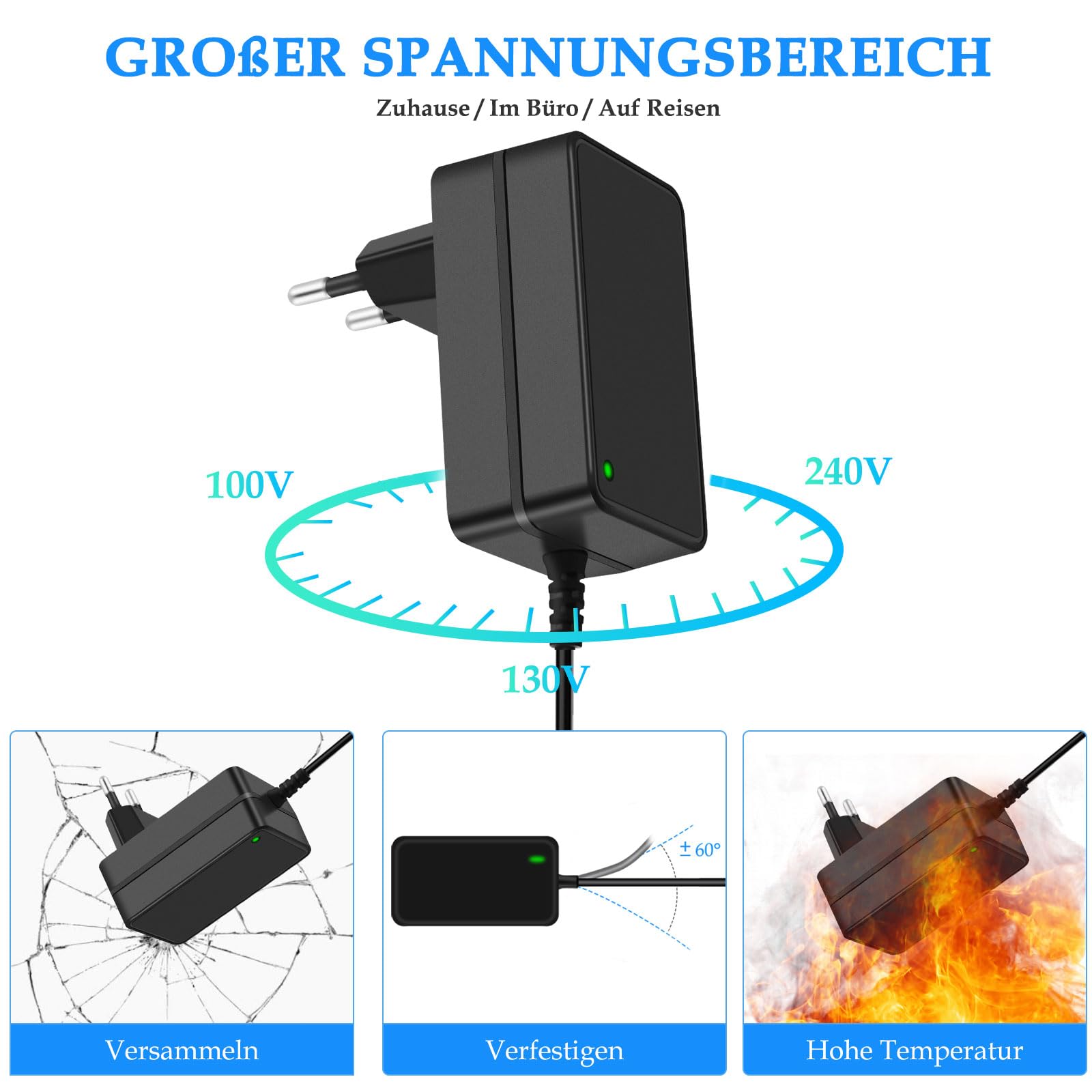 Ladegerät für Steinbach Poolrunner Battery Basic 2.0 Poolroboter 12,6V Netzteil Ladegerät Konstantstrom Konstantspannung mit Drehlicht Ladenetzteil
